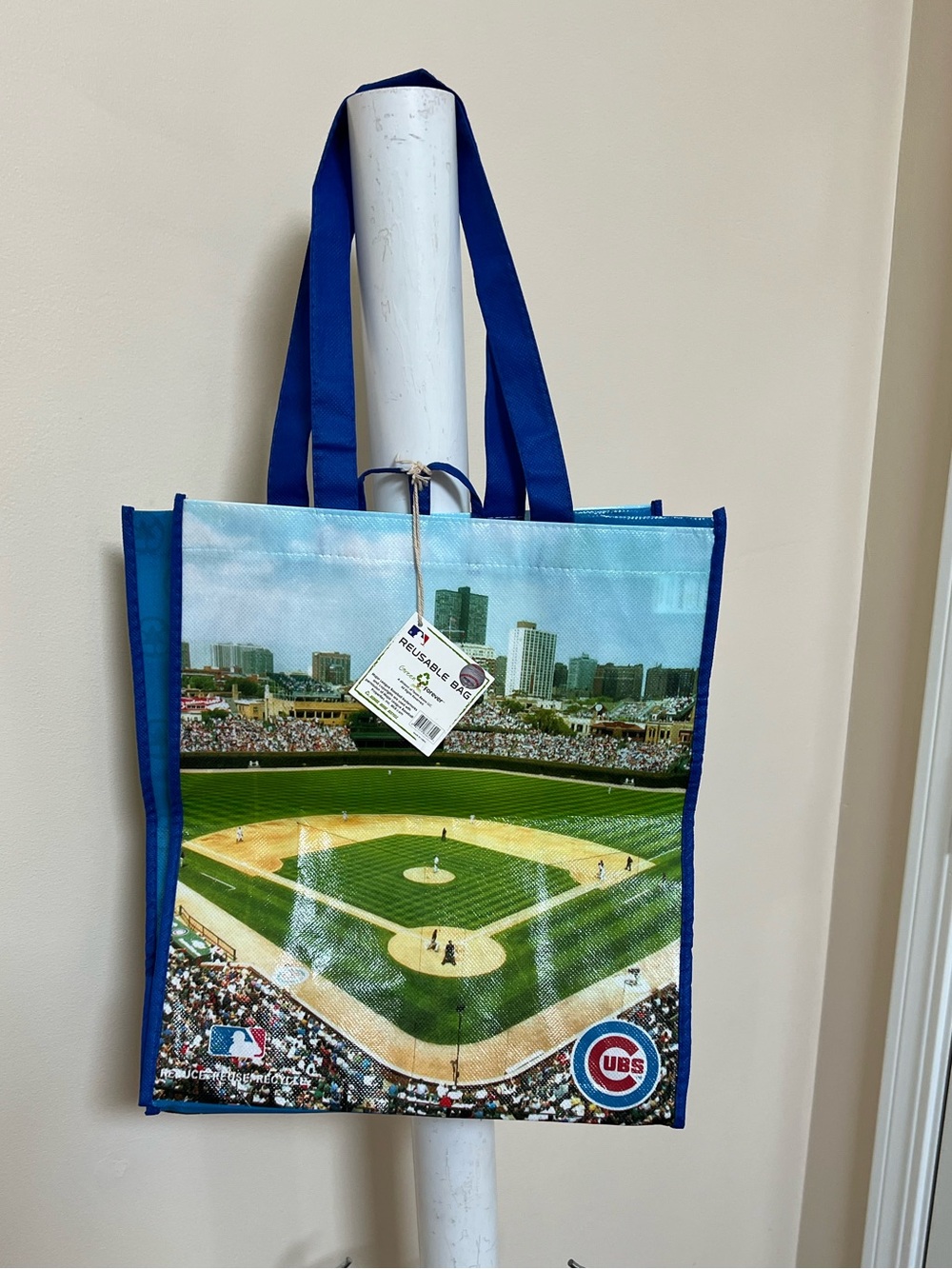 Chicago Cubs Canvas Tote Bag Wrigley Field NEW With Tag Cubbie Blue MLB Reuse